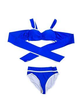 NWOT | Cobalt Blue Wrap-Front 2-Piece Swimsuit | High-Waisted | Medium